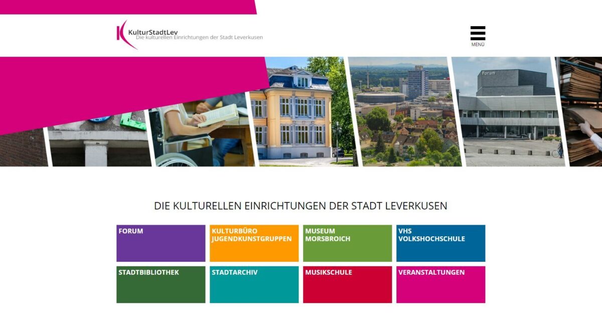Screenshot der Homepage der KulturStadt Leverkusen vom 01.12.2023